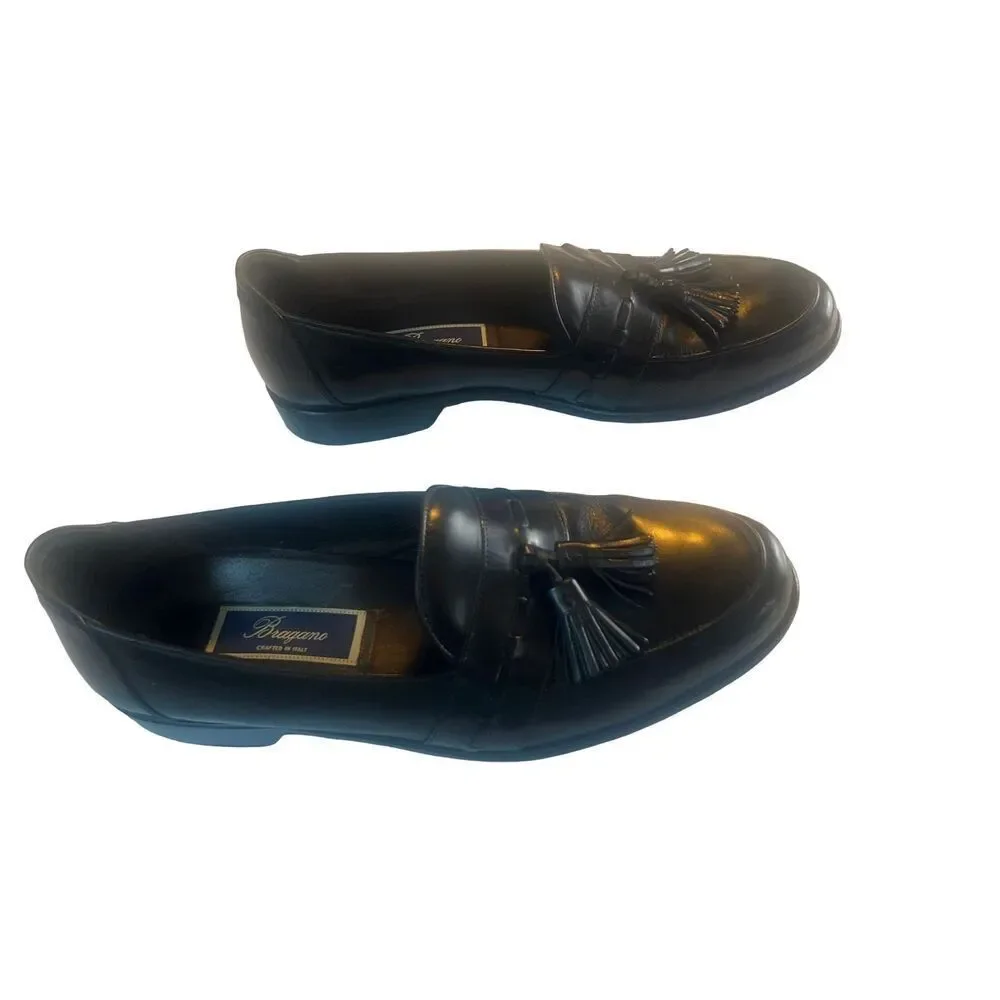 Bragano By Cole Haan Men's Black Leather Moc Toe Tassel Loafer size  10M